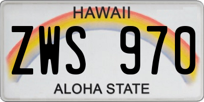 HI license plate ZWS970
