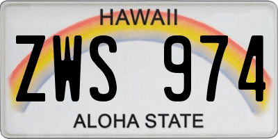 HI license plate ZWS974