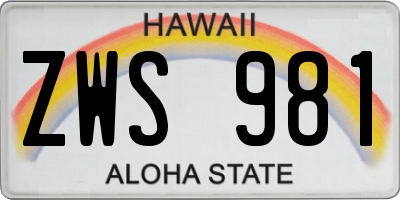 HI license plate ZWS981