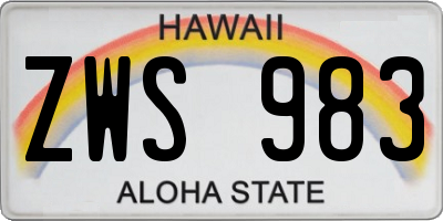 HI license plate ZWS983