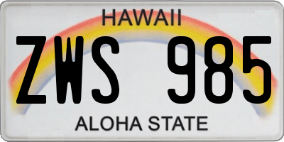 HI license plate ZWS985