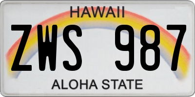 HI license plate ZWS987