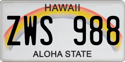 HI license plate ZWS988