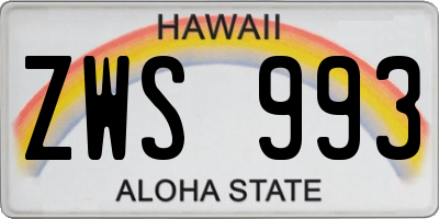 HI license plate ZWS993
