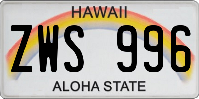 HI license plate ZWS996