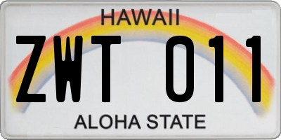 HI license plate ZWT011