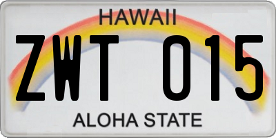 HI license plate ZWT015