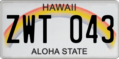 HI license plate ZWT043