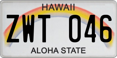 HI license plate ZWT046