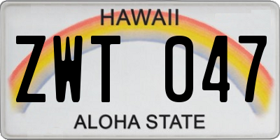 HI license plate ZWT047