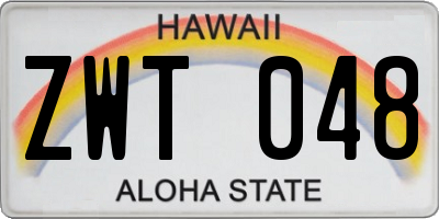 HI license plate ZWT048