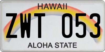 HI license plate ZWT053