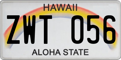 HI license plate ZWT056