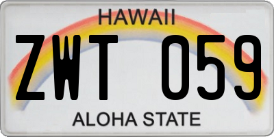 HI license plate ZWT059