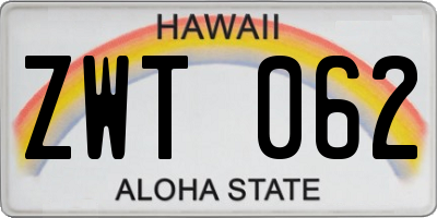 HI license plate ZWT062