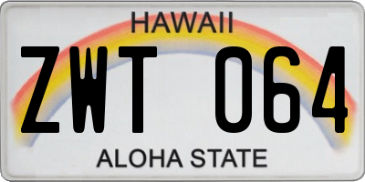 HI license plate ZWT064