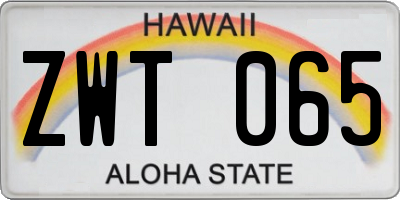 HI license plate ZWT065