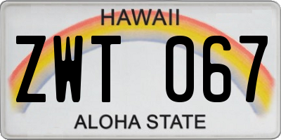 HI license plate ZWT067