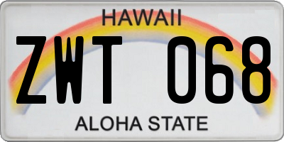 HI license plate ZWT068