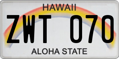 HI license plate ZWT070