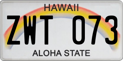 HI license plate ZWT073