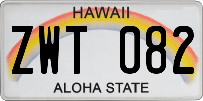 HI license plate ZWT082