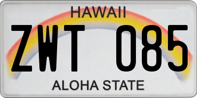 HI license plate ZWT085
