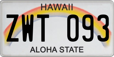 HI license plate ZWT093