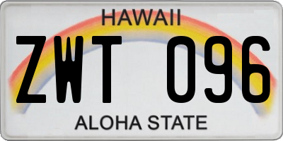 HI license plate ZWT096