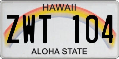 HI license plate ZWT104