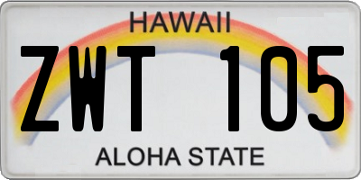 HI license plate ZWT105