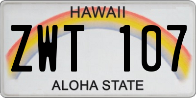 HI license plate ZWT107