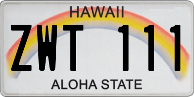HI license plate ZWT111