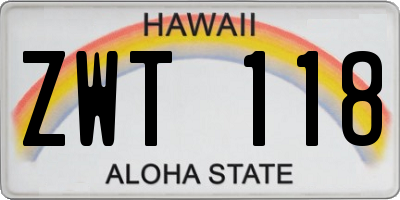 HI license plate ZWT118