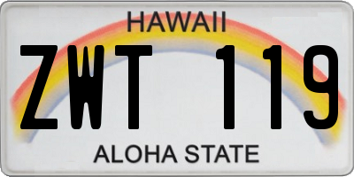 HI license plate ZWT119