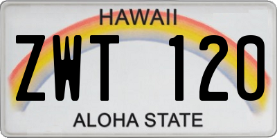 HI license plate ZWT120