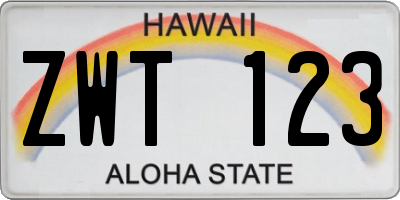 HI license plate ZWT123
