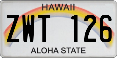 HI license plate ZWT126