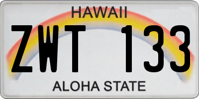 HI license plate ZWT133