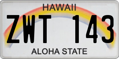 HI license plate ZWT143