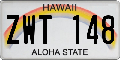 HI license plate ZWT148