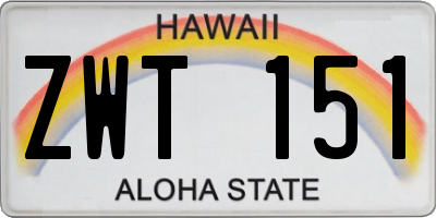 HI license plate ZWT151