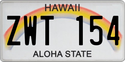 HI license plate ZWT154