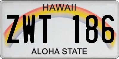 HI license plate ZWT186