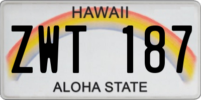 HI license plate ZWT187