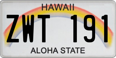HI license plate ZWT191