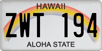 HI license plate ZWT194