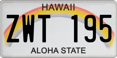 HI license plate ZWT195