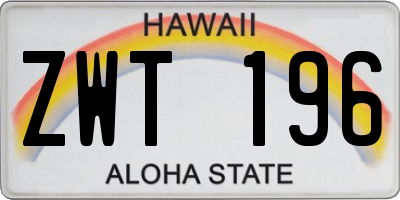 HI license plate ZWT196