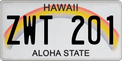 HI license plate ZWT201
